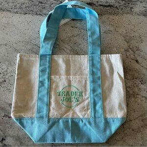 Small Trader Joe’s Pastel Blue 2026 Canvas Tote Bag